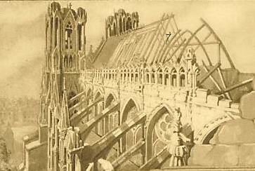 Reims cathedral, after German bombing
