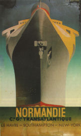 Poster advertising voyages on the ocean liner Normandie