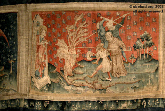 the dragon fights the servants of god - tapestry