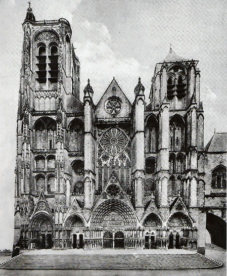 West facade of Bourges cathedral, with its five doorways