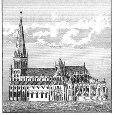 engraving of the original Cambrai cathedral