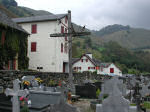 Basque houses near the churchyard at Saint Engrace