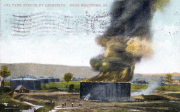 Oil tank struck by lightning, Bradford, PA