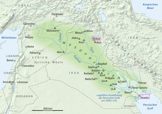 Map of Mesopotamia; Image credit:  	NordNordWest