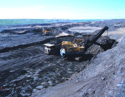 Tar sands open pit mining, Alberta, Canada.