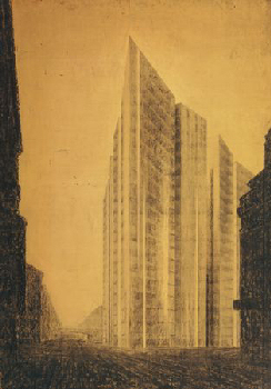 Van der Rohe skyscraper project, Germany 1921. Image: © 2008 Artists Rights Society (ARS), New York / VG Bild-Kunst, Bonn