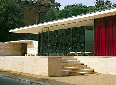 German Pavilion, Barcelona. Designed by Ludwig Mies van der Rohe