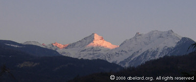 View of the Italian Alps from the Aosta Valley, north Italy