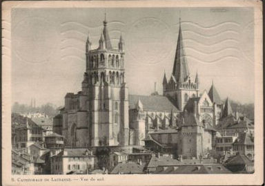 1953 postcard of the Cathedrale de Notre Dame, Lausanne