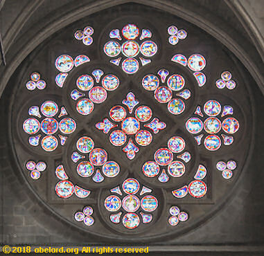 Interior of south rose window at Lausanne cathedrale cathedral