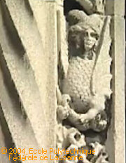 Detail of sculture at Lausanne Cathedral. Image: EPFLTV