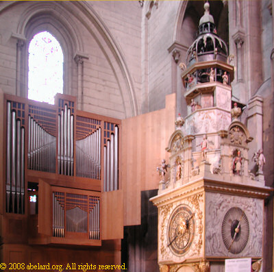 The transept organ, with the astronomical clock