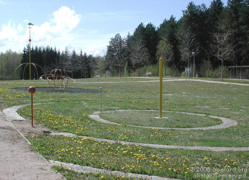 The solar system, including Saturn climbing frame, Pic du Midi aire, A64