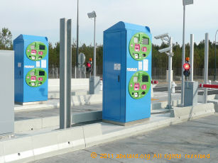 The modern tollbooths on the A65