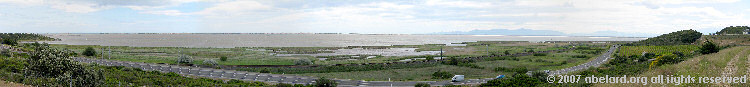 180 degree panoramic view of Etang Leucate, from north to south