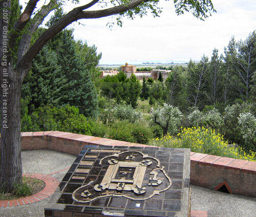 View from the ceramic plan of the Fortresse de Salses to the fort itself.