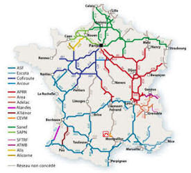 Motorways/autoroutes of France, showing the A89 autoroute