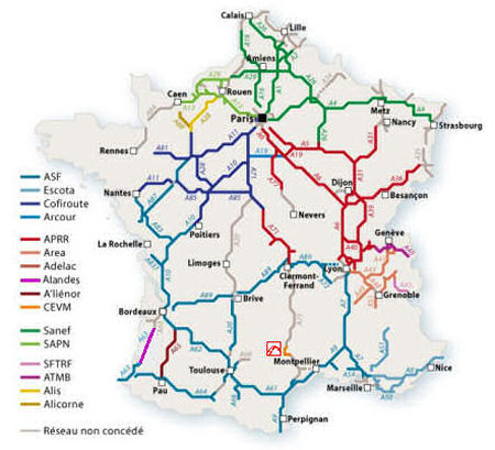 autoroutes map, France