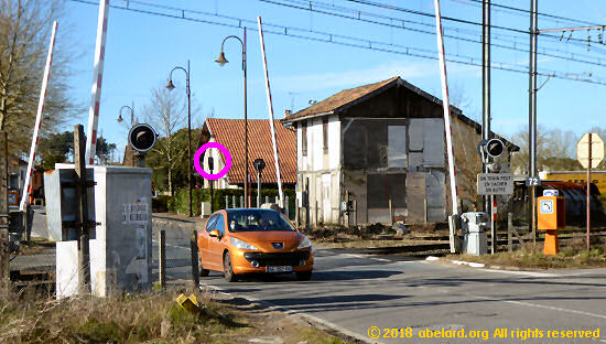 View showiing a railway crossing camera (circled in pink)