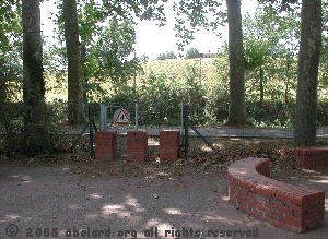 Shaded picnic area near gateway to canal footpath