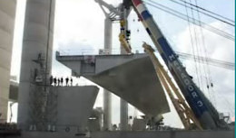 Positioning the second roadway onto the bridge.