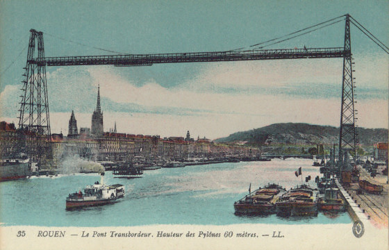 The transporter bridge at Rouen,opened in 1898 
        and destroyed on 9 June 1940.
