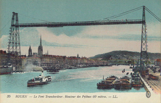 The transporter bridge at Rouen,opened in 1898 
        and destroyed on 9 June 1940.