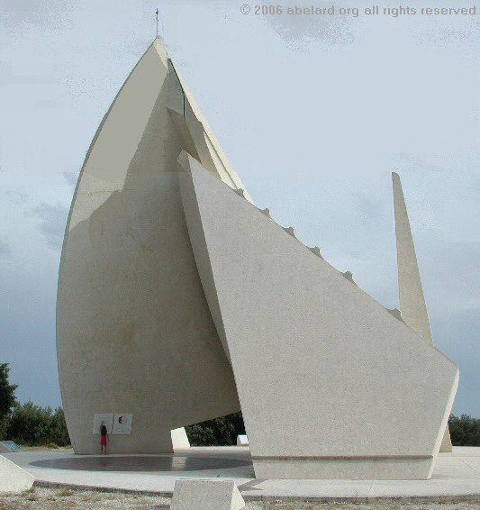 The Nef Solaire from the north, showing the scale of the monumental Tavel sundial