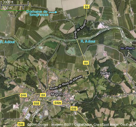 Google satellite map of Sengresse and Mugron