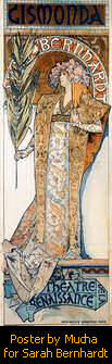 Poster with Sarah Bernhardt by Alphonse Mucha