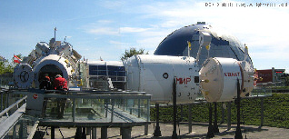 Mir space station, with visitors.