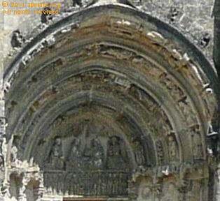 Left tympanum at Bazas cathedral : the life of Mary, mother of Jesus