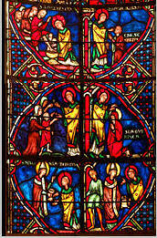 Part of a stained glass window at Bourges cathedral