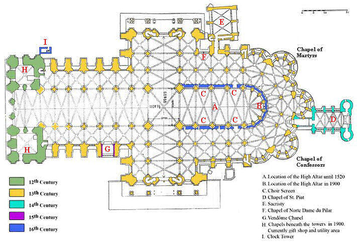 Floor plan of the Cathedral de Notre Dame de Chartres