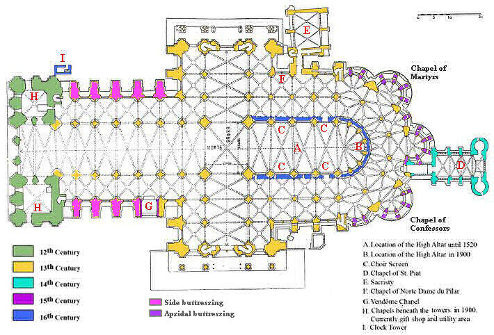 Floor plan of the Cathedral de Notre Dame de Chartres