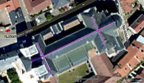 satellite view of Verdun cathedral.