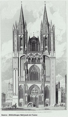 Coutances cathedral west facade
