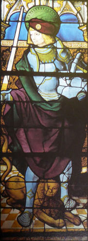 Saint Adrien, stained glass in Bay 22, église de Notre Dame, Louviers