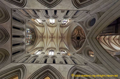 Looking up at the lantern tower, Wells Cathedral