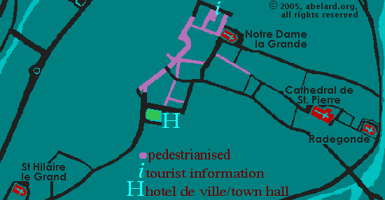 sketch map of Poitiers city centre