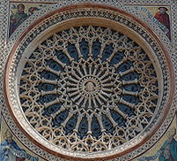 West rose window (exterior) at Orvieto cathedral, mid-14th century.