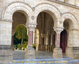 12th century doorway [portail] with six Sarrancolin marble columns.