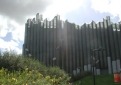 Translucent organ pipes building at Futuroscope