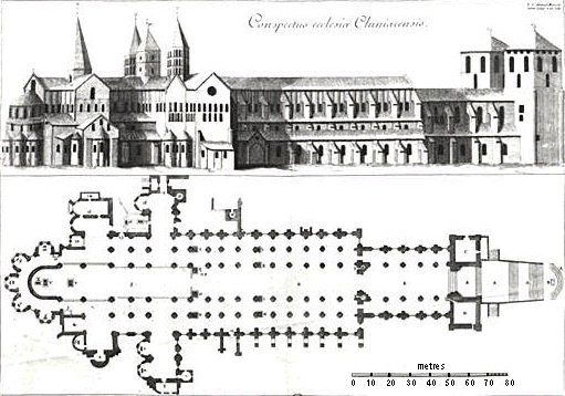 Cluny basilica, drawn by Pierre Giffart [1638-1723]
