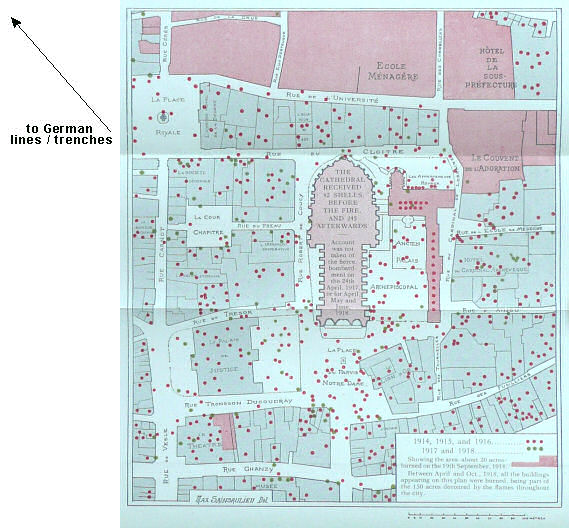 shelling around Reims cathedral, 1914-1918