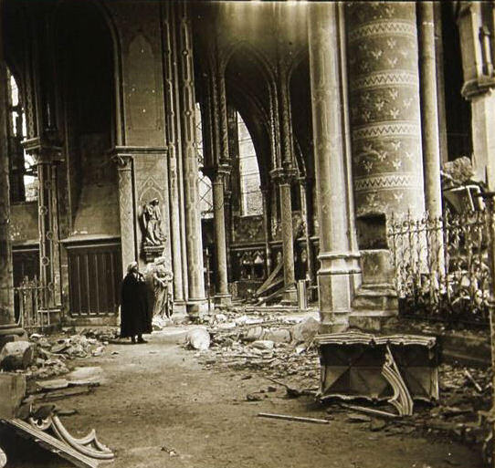 St. Quentin, with a large hole in pillar to the right for explosives