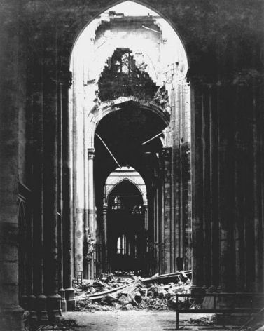 Ruins of the interior of St Quentin cathedral