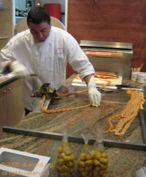Berlingot boiled sweets being made in a Cauterets boutique