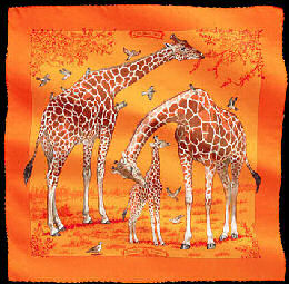 Hermes silk square, 2006 collection - giraffe family