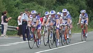 a cycle club rides on the  on the Tour de France course